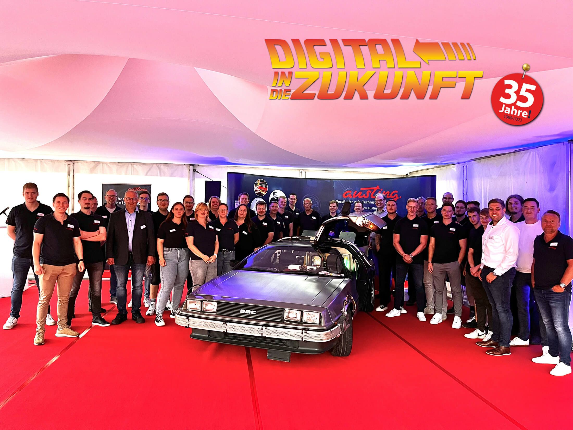 Austing Sommerfest - 35 Jahre Austing - Digital in die Zukunft mit einem DeLorean